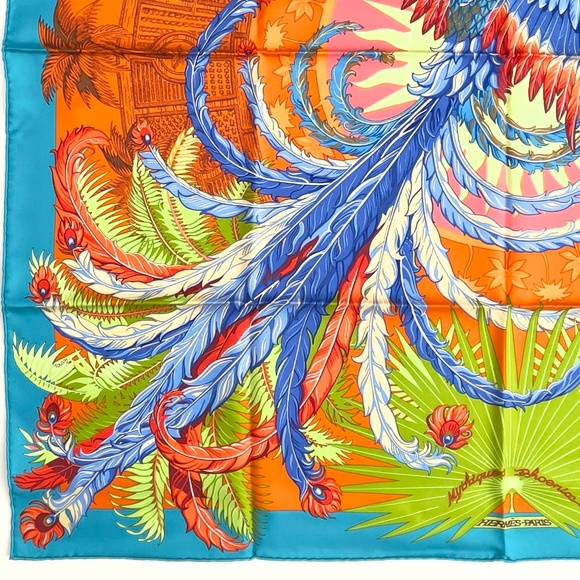 NWT Hermès Scarf "Mythiques Phoenix" Turquoise - Picture 10 of 10
